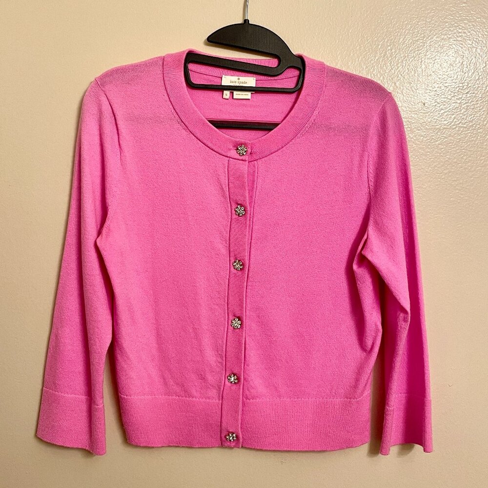 Kate Spade Baby Pink Cardigan with Jeweled Buttons